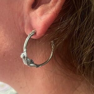 Chic Silver Textured Hoop Earrings
